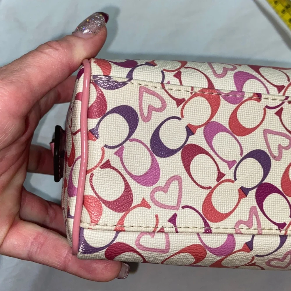 Vintage Gorgeous Coach Heritage Tattersall Bias Hearts logo cosmetic bag